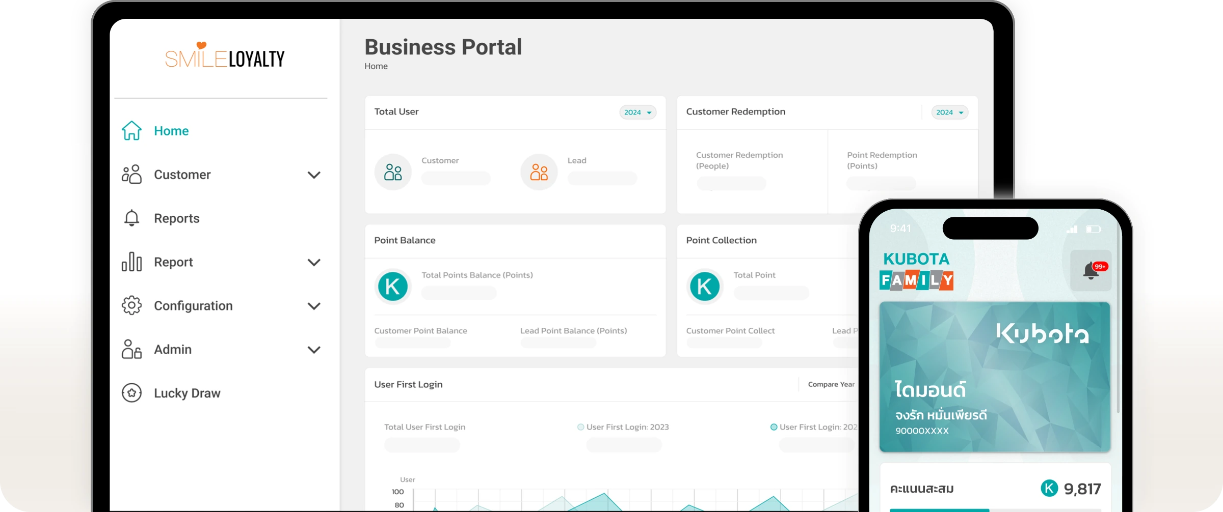 smileLOYALTY business portal and mobile loyalty program