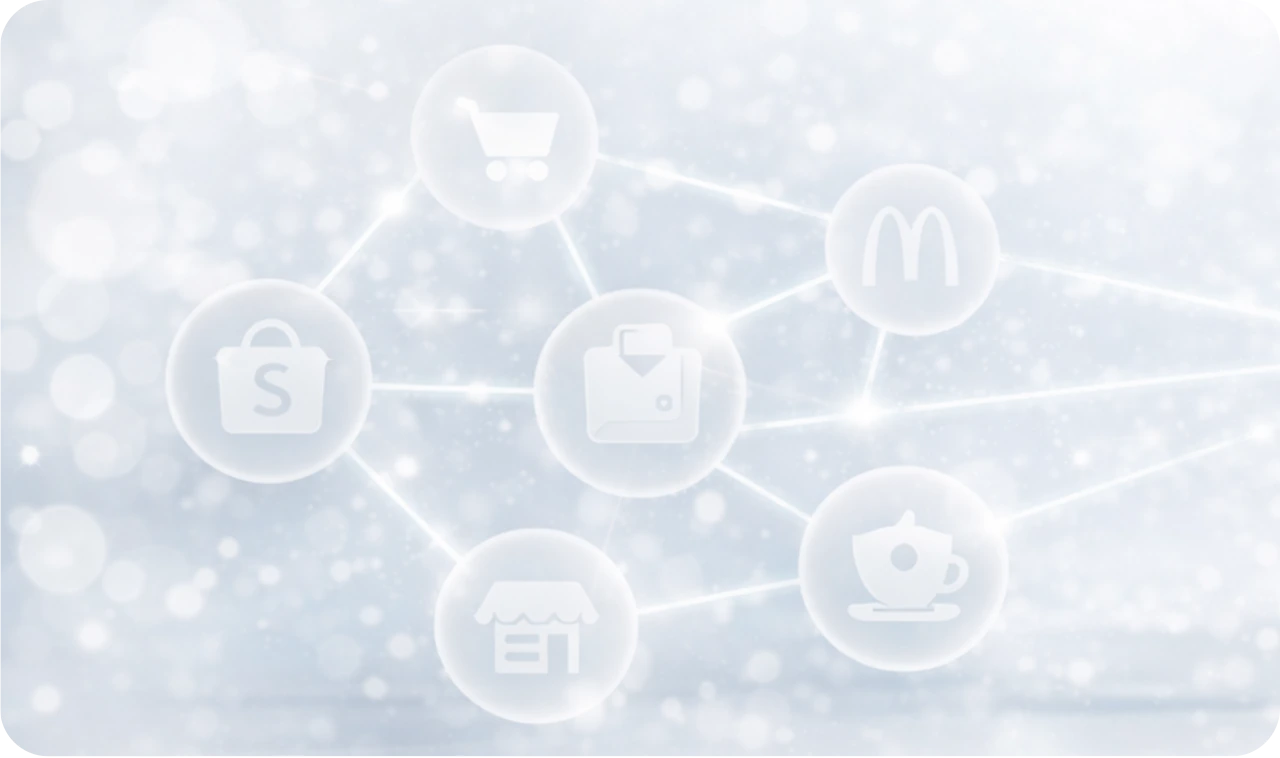 Merchant management network and commerce icons